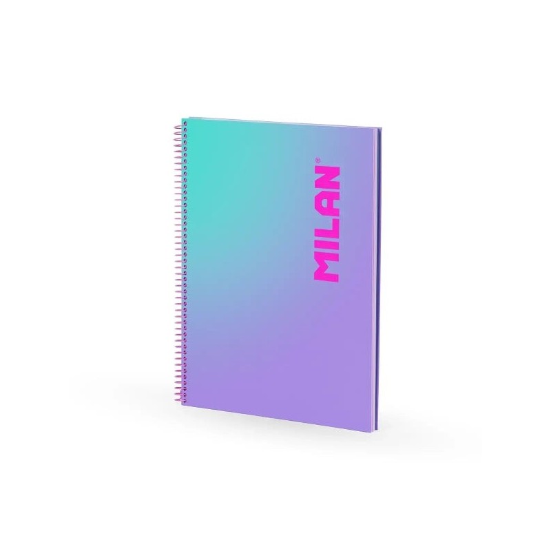 Cahier à Spirale Milan Sunset Format A4 Grille 5x5mm - 90 Feuilles de 95 gr/m2 - Micro-perforées, Bandes de Couleur et 4 Trous
