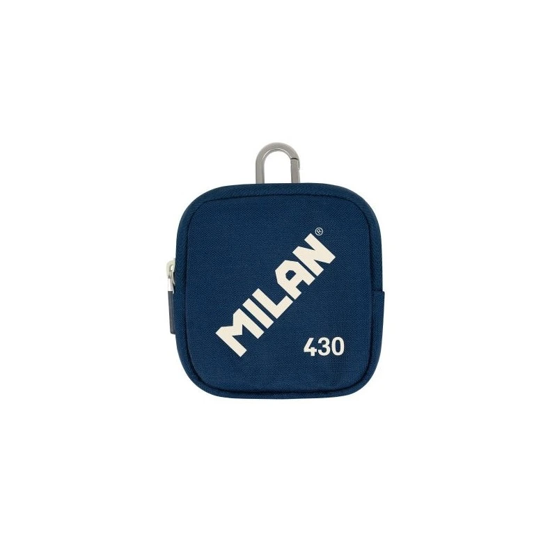 Bolsa Pequena Milan Collection 430 - Tamanho da Bolsa 10,3x10x2,5cm - Fecho de Zíper - Mosquetão de Alumínio - Cor Azul Marinho