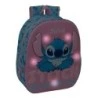 Mochila Safta Stitch 3D - Luzes LED - Ombreiras Acolchoadas - Alça Superior Confortável - Porta Garrafa - 8,64L - 270x100x330mm