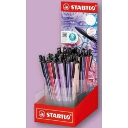 Stabilo Pointball Naturecolors Wildflower Display with 38 Retractable Pens - 0,5mm Stroke - Made with 87% Bioplastic - Non-Slip