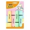 Bic Marking Highlighter Flat Pastel Pack of 4 Fluorescent Markers - Chisel Tip - Line between 1,20 and 4,60 mm - Water-Based