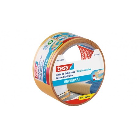 Tesa Universal Cinta Adhesiva Doble Cara 50mm x 10 Metros - Para Fijar Moquetas en Diferentes Superficies - Para Manualidades y
