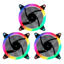 Unykach Candy 30 Pack de 3 Ventiladores 120mm con Iluminacion ARGB - Velocidad Max. 1500rpm - Controladora y Mando a Distancia