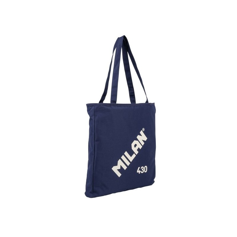 Milan Coleccion 430 Bolso Shopper 7.5L - Tamaño 38x36x6,5cm - Asa Larga 27cm - Tejido 'ripstop' - Color Azul Marino