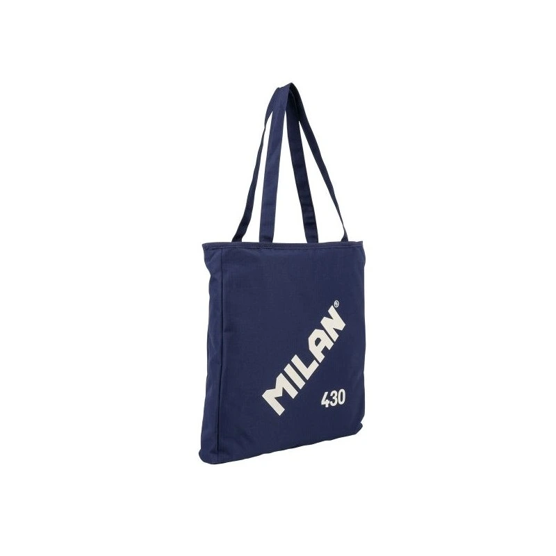 Milan Coleccion 430 Bolso Shopper 7.5L - Tamaño 38x36x6,5cm - Asa Larga 27cm - Tejido 'ripstop' - Color Azul Marino