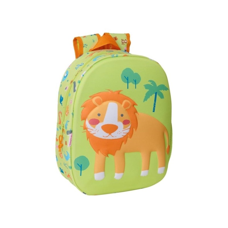 Safta Leon Mochila 3D - Portabotellas - Hombreras Acolchadas - Asa Superior - Ligero y Duradero - Color Verde Claro