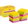 Post-It Super Sticky Pack of 12 Pads of 90 Repositionable Sticky Notes 47,6x47,6mm - Square Shape - Dispenser Box - Assorted