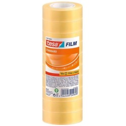Tesa Tesafilm Standard Pack de 10 Rubans Autocollants Transparents 15mmx33m - Bonne Adhérence et Haute Résistance aux Lumières