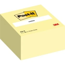 Post-It Cube of 450 Repositionable Sticky Notes - Square Shape - 76x76mm - Light Yellow Color
