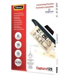 Fellowes Pack de 100 Pochettes de Plastification Brillantes A3 - 125 Microns - Haute Qualité - Transparentes
