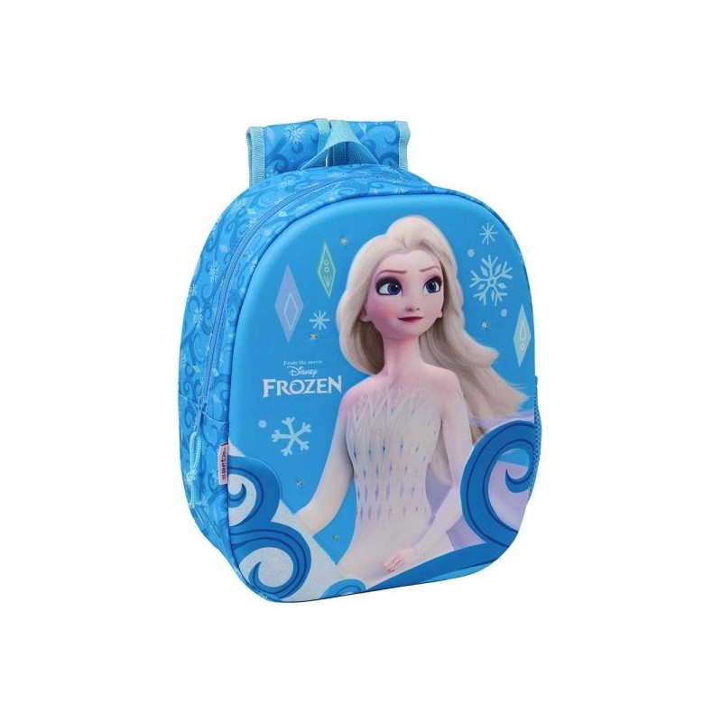 Sac à dos Safta Frozen 3D - Lumières LED - Porte-bouteille - Épaulettes rembourrées - Poignée supérieure - 8,64 L