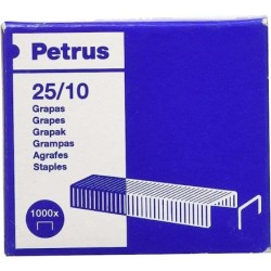 Petrus Box of 1000 Galvanized 25/10 Staples - Up to 60 Sheets - 10mm Pin