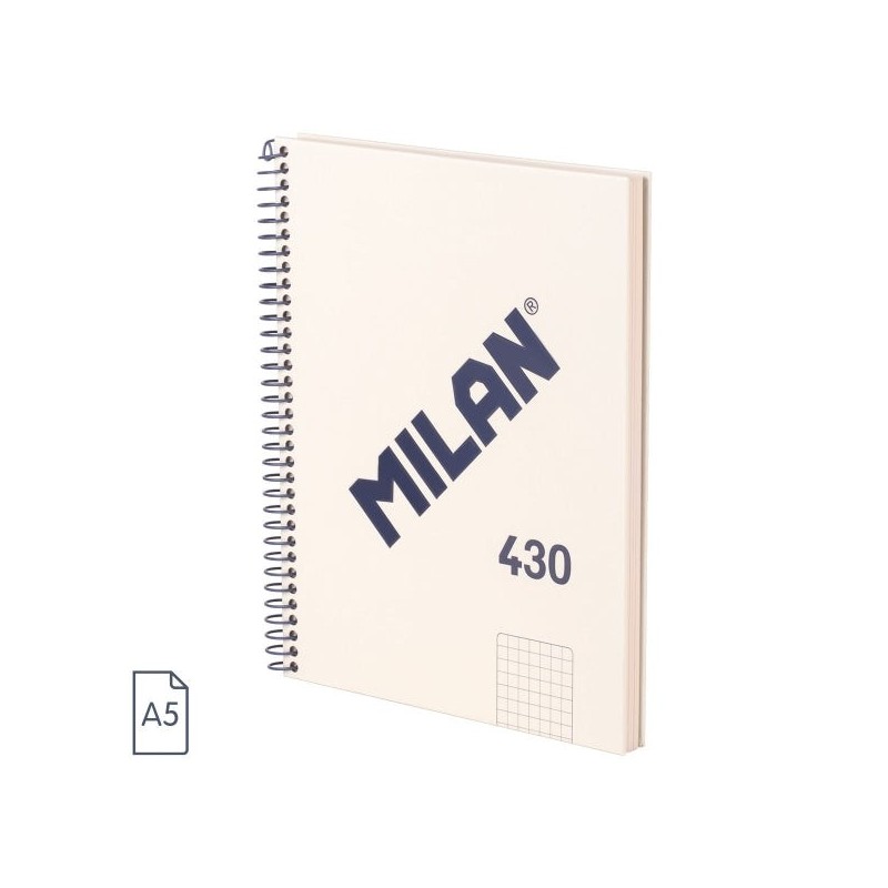 Caderno Espiral Milan Série 1918 Formato A5 Quadrícula 5x5mm - 80 Folhas de 95 gr/m2 - Microperfurado, 2 Furos - Cor Bege