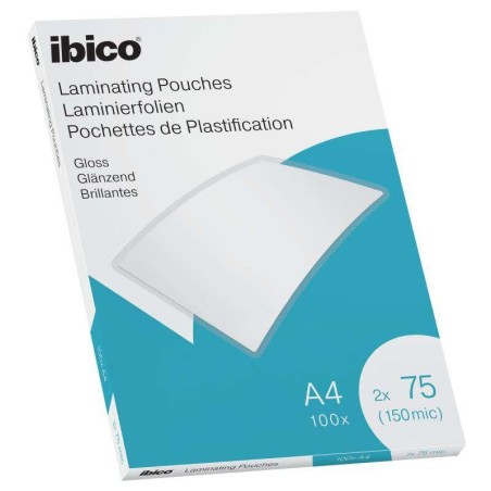 Ibico Box of 100 Gloss A4 75 Micron Laminating Sheets - High Gloss Crystalline Finish - Laminates Paper, Photos, Business