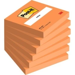 Post-It Pack de 6 Blocs de 100 Notas Adhesivas Reposicionables - Forma Cuadrada - 76x76mm - Color Naranja