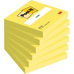 Post-It Pack of 6 Pads of 100 Repositionable Sticky Notes - Square Shape - 76x76mm - Neon Yellow Color