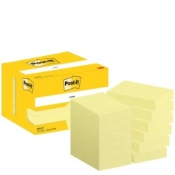 Pacote Post-It de 12 Blocos de 100 Notas Autoadesivas Reposicionáveis ​​- Formato Retangular - 51x76mm - Cor Amarelo Claro