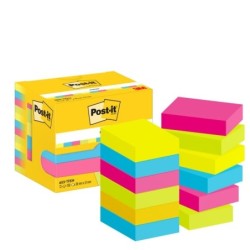 Pacote Post-It de 12 Blocos de 100 Notas Autoadesivas Reposicionáveis ​​38x51mm - Formato Retangular - Caixa Dispensadora