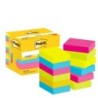 Pacote Post-It de 12 Blocos de 100 Notas Autoadesivas Reposicionáveis ​​38x51mm - Formato Retangular - Caixa Dispensadora