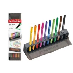 Conjunto de mesa Stabilo Pen 68 com 10 marcadores de ponta de fibra - Aprox. Curso de 1mm. - Tinta à base de água - Cores