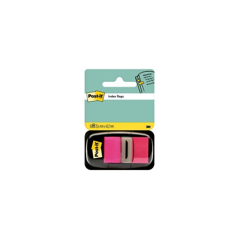 Dispensador Post-it Index com 50 Marcadores Reposicionáveis ​​25,4 x 43,2mm - Adesão Firme - Para Marcar, Apontar ou Destacar
