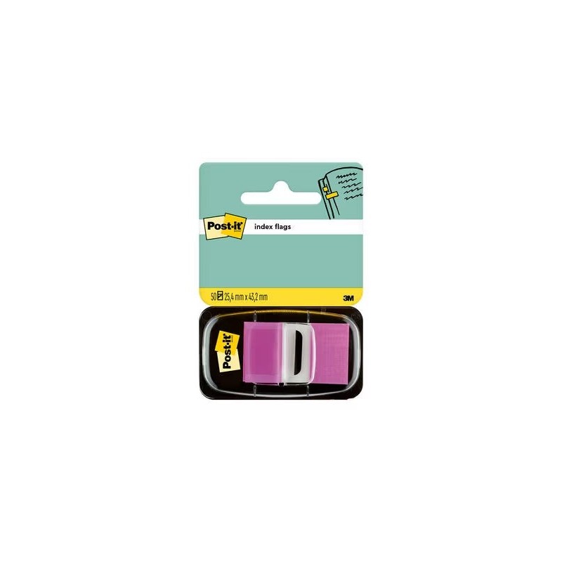 Distributeur d'index Post-it avec 50 marqueurs repositionnables 25,4 x 43,2 mm - Adhérence ferme - Pour marquer, souligner ou