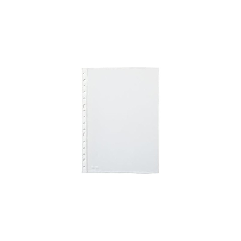 Pardo Pack de 100 Fundas Multitaladro A4 Transparentes 90 Micras - Acabado Piel de Naranja - Refuerzo en Blanco