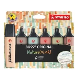 Stabilo Boss Naturecolors Pack of 6 Markers - Line between 2 and 5mm - Water-Based Ink - Colors Sienna, Beige, Dark Ocher, Warm