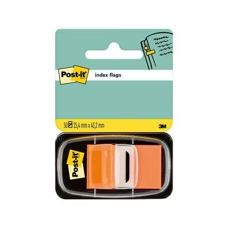 Dispensador Post-it Index com 50 Marcadores Reposicionáveis ​​25,4 x 43,2mm - Adesão Firme - Para Marcar, Apontar ou Destacar