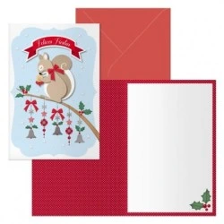 Dohe Ardilla Pack de 6 Tarjetas de Felicitacion Navideña con Sobre - Tamaño Cerrada 11.5x17cm, Abierta 23x17cm - Papel Offset
