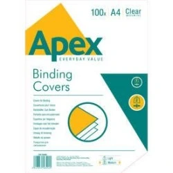 Pacote Fellowes Apex de 100 capas de encadernação em PVC A4 - 180 mícrons - Muito resistente - Transparente