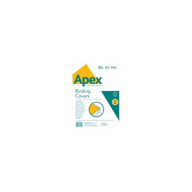 Fellowes Apex Pack de 100 Portadas para Encuadernar de PVC A4 - 180 Micras - Muy Resistentes - Transparentes