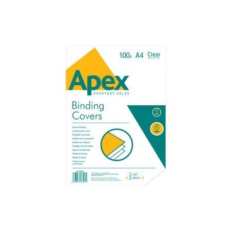Fellowes Apex Pack of 100 A4 PVC Binding Covers - 180 Microns - Very Resistant - Transparent