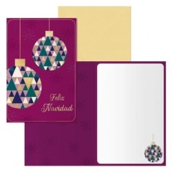 Dohe Esferas Pack de 6 Tarjetas de Felicitacion Navideña con Sobre - Tamaño Cerrada 11.5x17cm, Abierta 23x17cm - Papel Offset