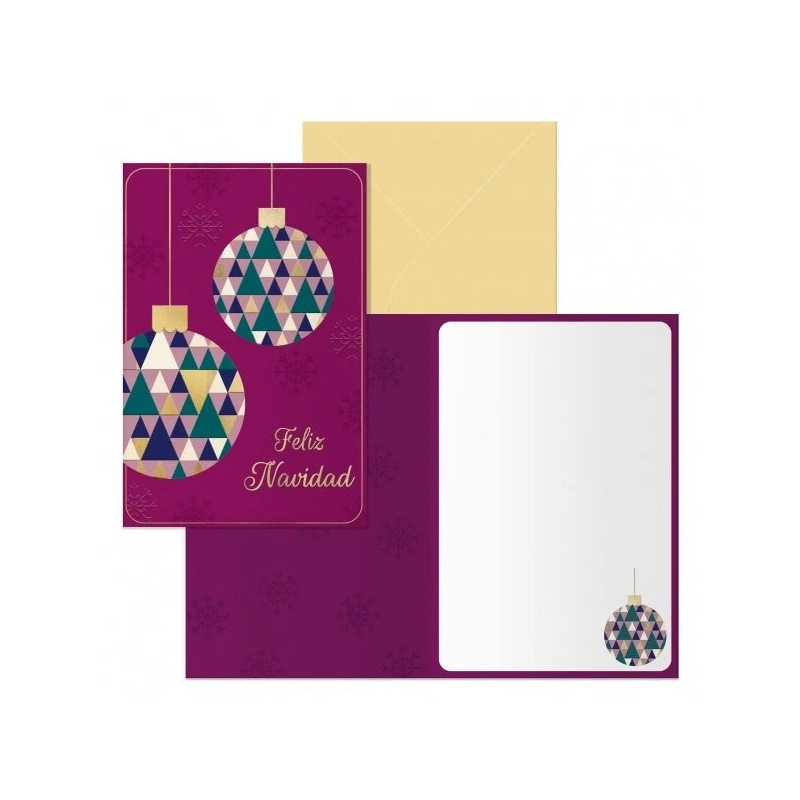 Pacote de Esferas Dohe com 6 Cartões de Natal com Envelope - Tamanho Fechado 11,5x17cm, Aberto 23x17cm - Papel Offset