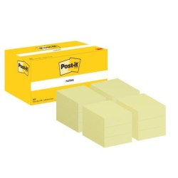 Pacote Post-It de 12 Blocos de 100 Notas Autoadesivas Reposicionáveis ​​38x51mm - Formato Retangular - Cor Amarelo Claro