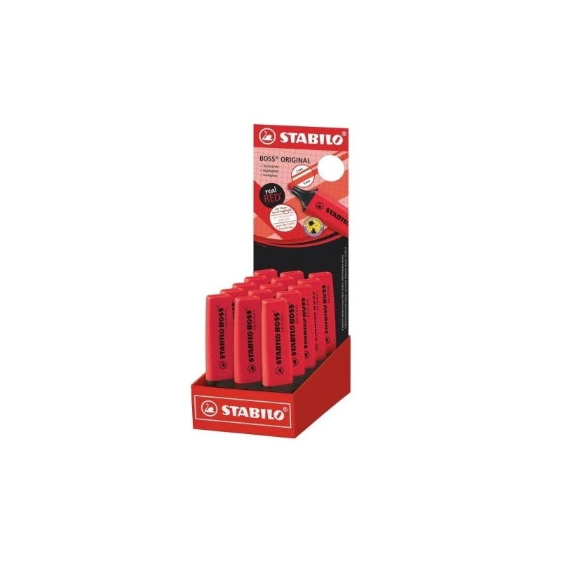 Présentoir Stabilo Boss 70 avec 15 marqueurs fluorescents - Trait entre 2 et 5 mm - Rechargeable - Encre à base d'eau - Couleur