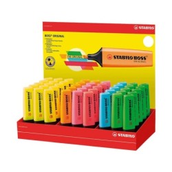 Stabilo Boss 70 Ecrã de 45 Marcadores Fluorescentes - Linha entre 2 e 5mm - Recarregável - Tinta à base de água - Cores