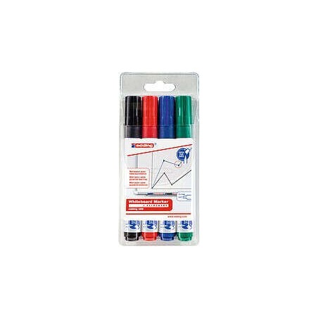 Edding 660 Pack de 4 Rotuladores para Pizarra Blanca - Punta Redonda - Trazo entre 1.5 y 3mm - Recargable - Secado Rapido