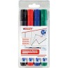 Edding 660 Pacote de 4 Marcadores para Quadro Branco - Ponta Redonda - Linha entre 1,5 e 3mm - Recarregável - Secagem Rápida