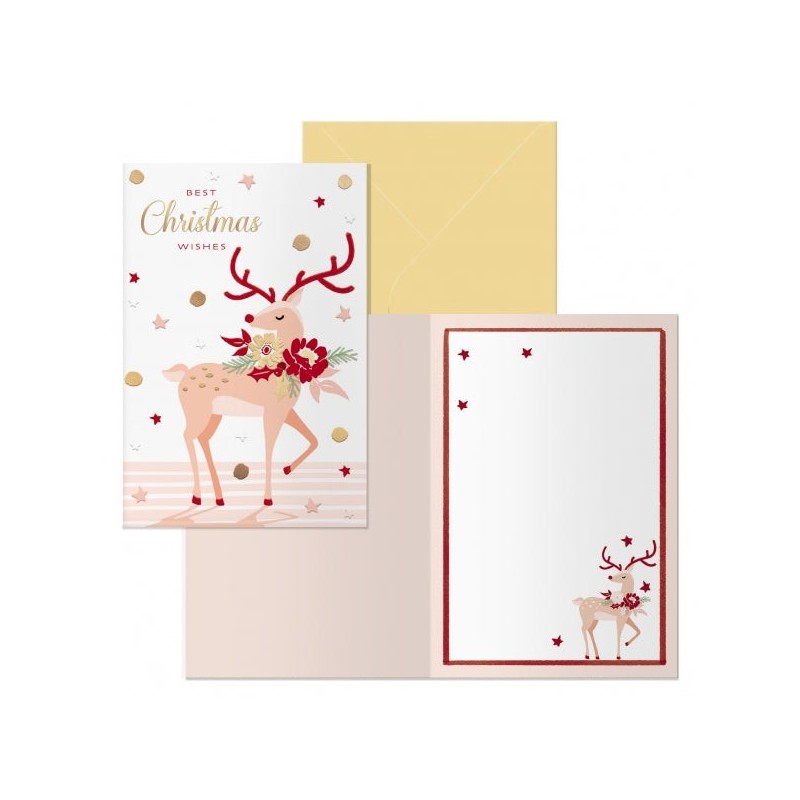 Dohe Nara Pack of 6 Christmas Greeting Cards with Envelope - Size Closed 11,5x17cm, Open 23x17cm - Offset Paper - Printed in