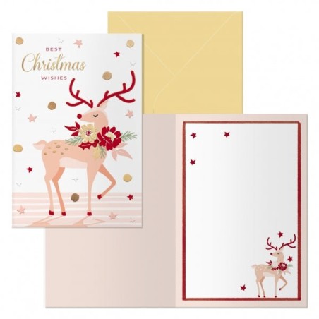 Dohe Nara Pack de 6 Tarjetas de Felicitacion Navideña con Sobre - Tamaño Cerrada 11.5x17cm, Abierta 23x17cm - Papel Offset