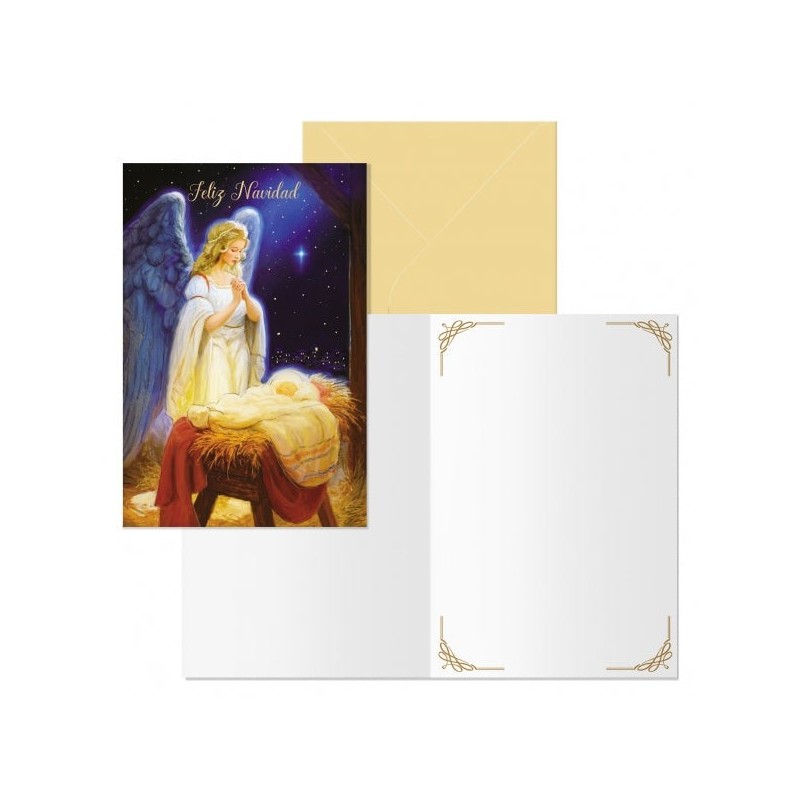 Dohe Angel Pack of 6 Christmas Greeting Cards with Envelope - Size Closed 11,5x17cm, Open 23x17cm - Offset Paper - Printed in