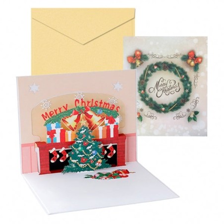 Cartão de Natal Dohe Fireplace 3D com Envelope - Tamanho 15x17,5cm - Impresso em cores