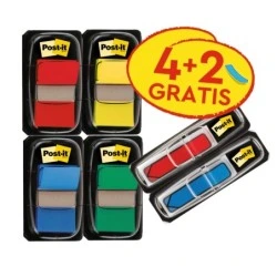 Post-It Index Pack of 6 Dispensers with Repositionable Index Markers - Rectangular Shape - Assorted Colors