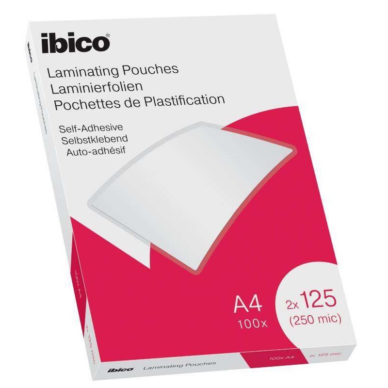 Caixa Ibico de 100 Folhas Laminadoras Autoadesivas A4 125 mícrons - Acabamento Cristalino de Alto Brilho - Papel Laminado