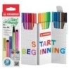 Stabilo Pen 68 Pack de 18 Rotuladores de Punta de Fibra - Trazo de 1mm aprox. - Tinta con Base de Agua - Colores Surtidos