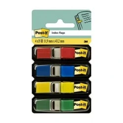 Post-it Index Pack de 4 Dispensadores con 35 Marcadores Reposicionables 11.9 x 43.2mm - Adherencia Firme - Para Marcar, Señalar