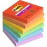 Post-It Super Sticky Pack com 6 Blocos de 90 Notas Autoadesivas Reposicionáveis ​​- Formato Quadrado - 76x76mm - Cores Sortidas