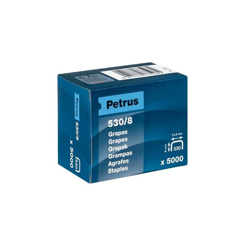 Caixa Petrus de 5000 Agrafos de Cobre 530/8 para Pistola Agrafadora - Perna 8mm